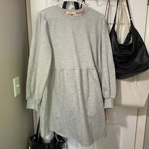 Rewind long puff sleeve babydoll sweatshirt dress